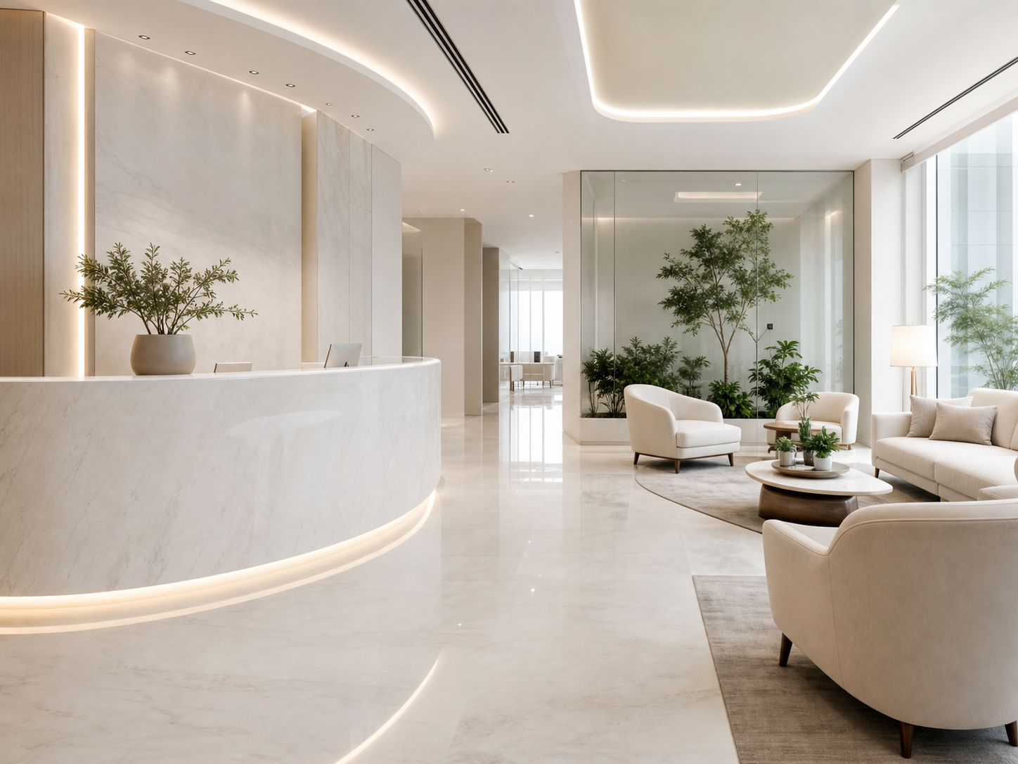 Luxury dental clinic reception interior